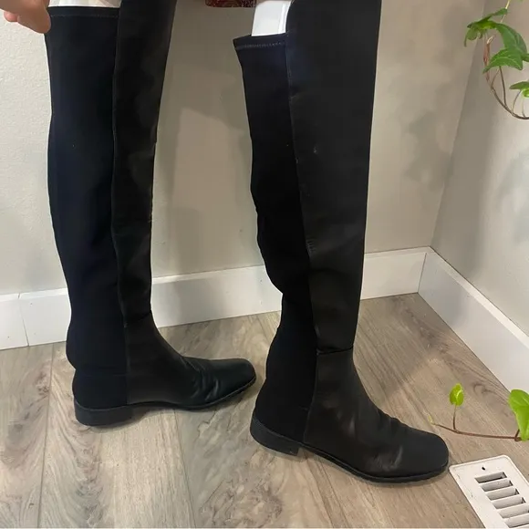 Womens leather Stuart Weitzman boots, black high knee boot size 81/2 M