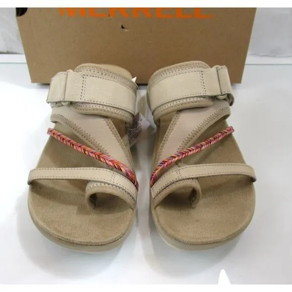Women's Merrell Terran 4 Post Slide Thong Sandals Comfort Incense Beige Size 7