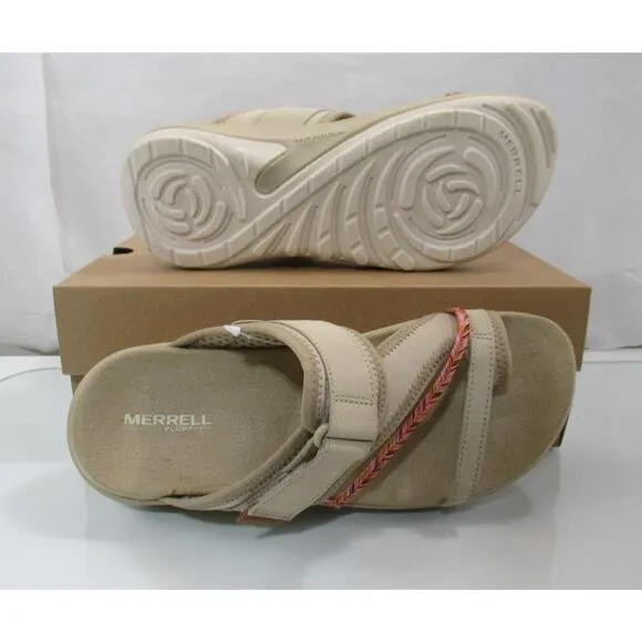 Women's Merrell Terran 4 Post Slide Thong Sandals Comfort Incense Beige Size 7