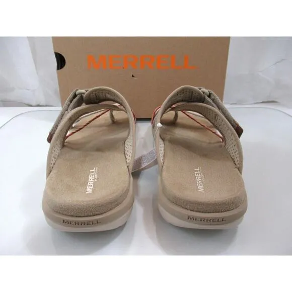 Women's Merrell Terran 4 Post Slide Thong Sandals Comfort Incense Beige Size 7