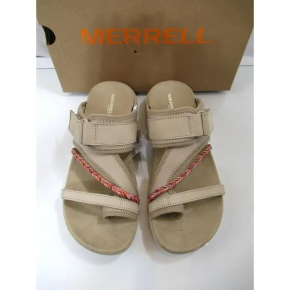 Women's Merrell Terran 4 Post Slide Thong Sandals Comfort Incense Beige Size 7