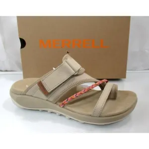 Women's Merrell Terran 4 Post Slide Thong Sandals Comfort Incense Beige Size 7
