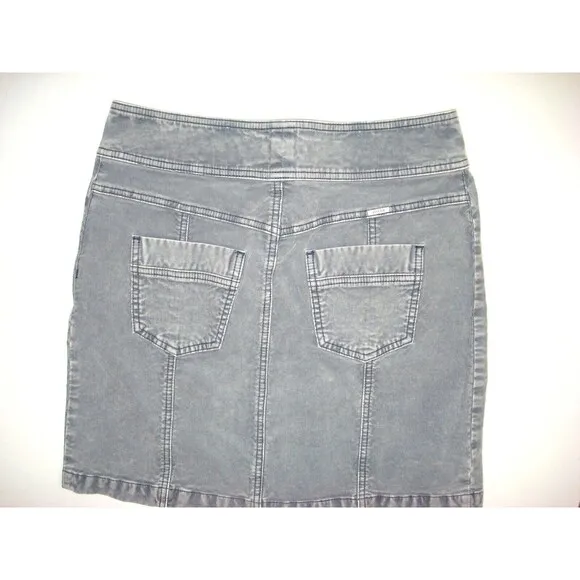 Womens New 6 Merrigan Noir Blue Skirt Corduroy NWT PrAna Work Buttons Casual 18&quot;