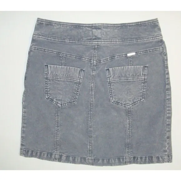 Womens New 6 Merrigan Noir Blue Skirt Corduroy NWT PrAna Work Buttons Casual 18&quot;