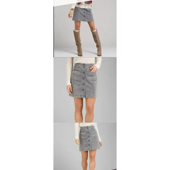 Womens New 6 Merrigan Noir Blue Skirt Corduroy NWT PrAna Work Buttons Casual 18&quot;