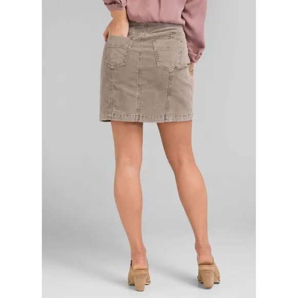 Womens New 6 Merrigan Noir Blue Skirt Corduroy NWT PrAna Work Buttons Casual 18&quot;