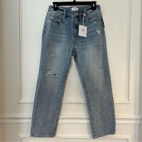 Womens Pistola Monroe Crop straight leg Spring Light Wash stretch Jeans,…