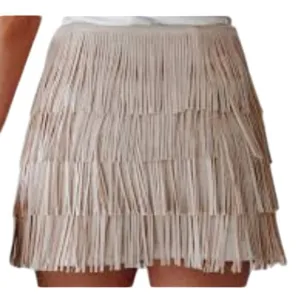 Women’s Size 4 BCBGMAXAZRIA NWT Beige Lotti Fringe Mini Skirt Festival Y2K $198