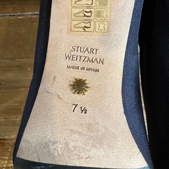 Womens Stuart Weitzman 100 Pointed‎ Toe Stretch Black Boots Booties Size 7.5 B