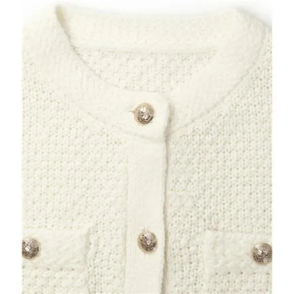Women's Summer Cropped Cardigan Knitted Blouse Top Short Sleeve Crewneck