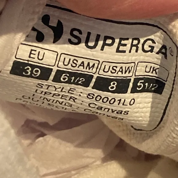 Women's Superga Sneakers Size 39 EU White
