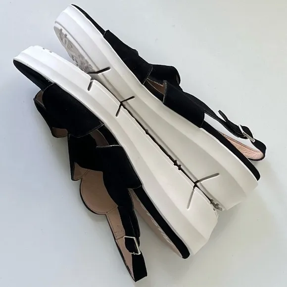 Wonders Fly Black Suede Leather Platform Sandals D-8120 Size 41