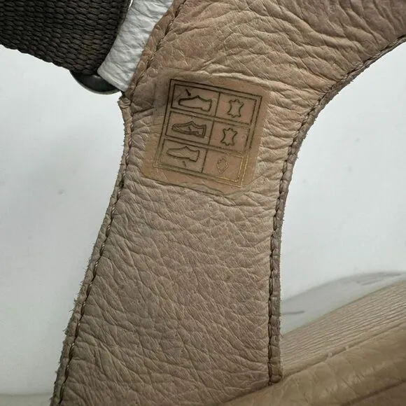 WONDERS Sandals Women's 10 Platform Wedge Brown White Leather Memory Gel B-7521
