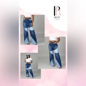 WovenWhimsy High Waisted Denim Bottom Pants with Button Closure Jeans Fashion