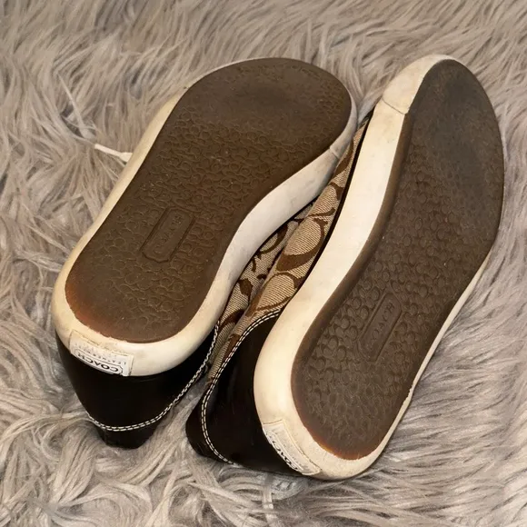 Y2K Coach Barrett Brown Khaki Signature Logo Jacquard Sneakers Size 9