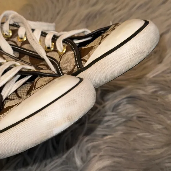 Y2K Coach Barrett Brown Khaki Signature Logo Jacquard Sneakers Size 9