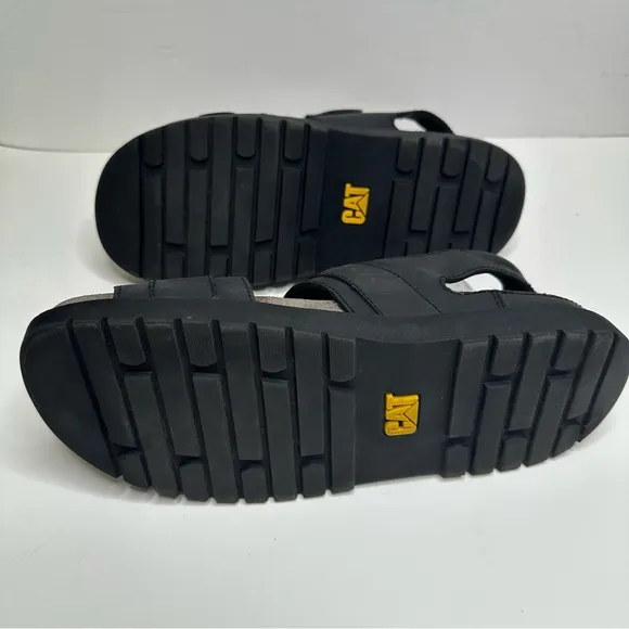 Y2K RARE VTG CAT Caterpillar Equipment Leather Chunky Sandal Shoe M’s 12