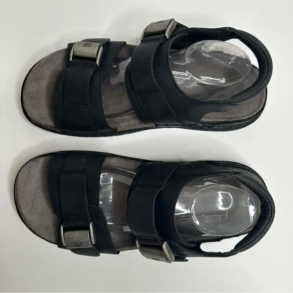 Y2K RARE VTG CAT Caterpillar Equipment Leather Chunky Sandal Shoe M’s 12
