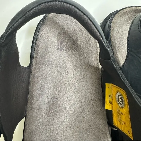 Y2K RARE VTG CAT Caterpillar Equipment Leather Chunky Sandal Shoe M’s 12