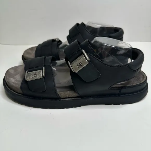 Y2K RARE VTG CAT Caterpillar Equipment Leather Chunky Sandal Shoe M’s 12