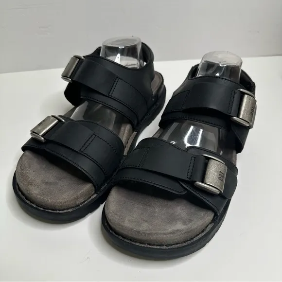 Y2K RARE VTG CAT Caterpillar Equipment Leather Chunky Sandal Shoe M’s 12