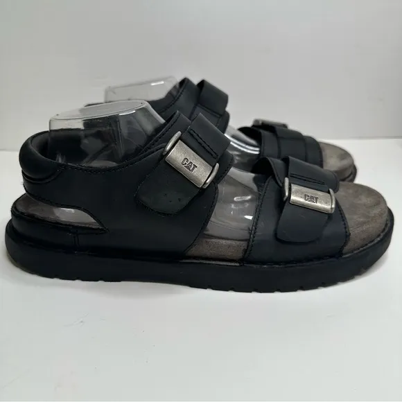 Y2K RARE VTG CAT Caterpillar Equipment Leather Chunky Sandal Shoe M’s 12