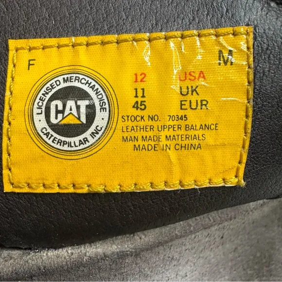 Y2K RARE VTG CAT Caterpillar Equipment Leather Chunky Sandal Shoe M’s 12