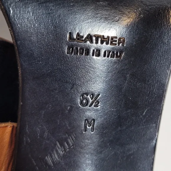 Yves Saint Laurent Dual Strap w Buckle Square Toe Vintage Leather Sandals 6.5Med