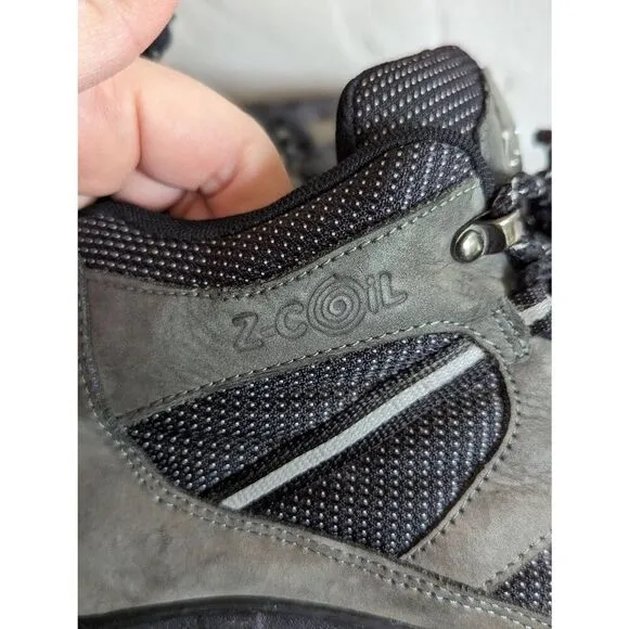 Z-Coil High Desert Gray and Black Hiking Boots Pain Relief Spring Heel Size 10