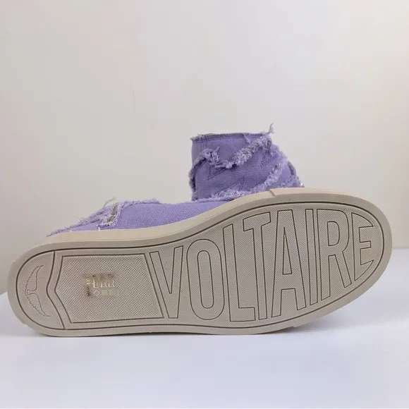 Zadig &amp; Voltaire High Flash Canvas Distressed Sneakers In Boomerang Purple EU 38