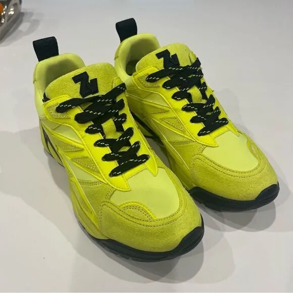Zadig &amp; Voltaire yellow leather and neoprene sports shoes sneakers NWT