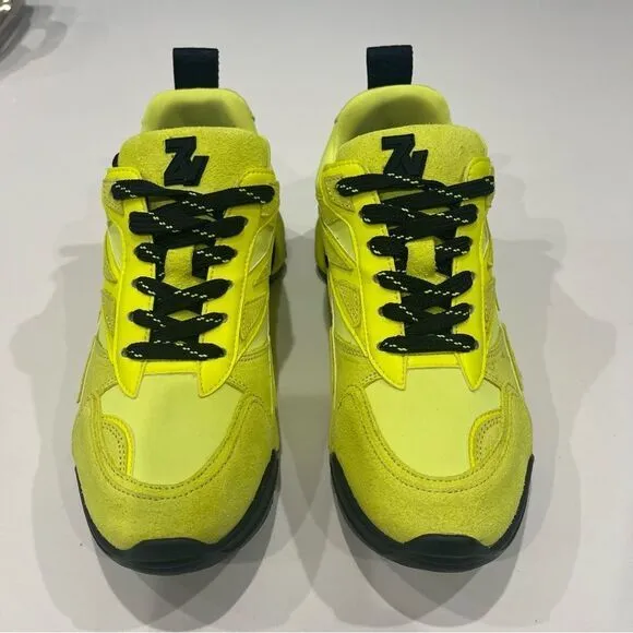 Zadig &amp; Voltaire yellow leather and neoprene sports shoes sneakers NWT