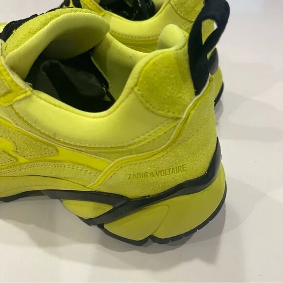 Zadig &amp; Voltaire yellow leather and neoprene sports shoes sneakers NWT