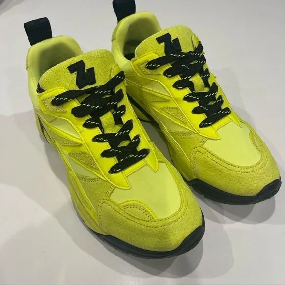 Zadig &amp; Voltaire yellow leather and neoprene sports shoes sneakers NWT