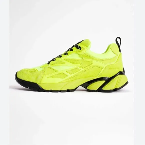 Zadig &amp; Voltaire yellow leather and neoprene sports shoes sneakers NWT