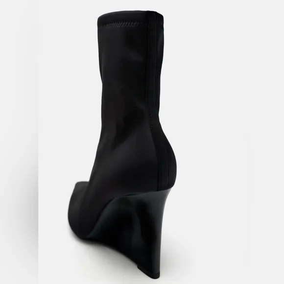 Zara Black Stretch Wedge Ankle Boots
