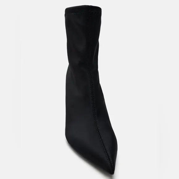 Zara Black Stretch Wedge Ankle Boots