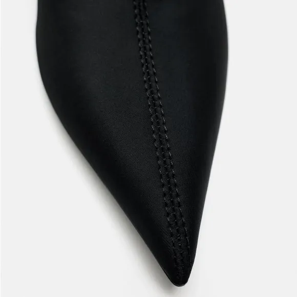 Zara Black Stretch Wedge Ankle Boots