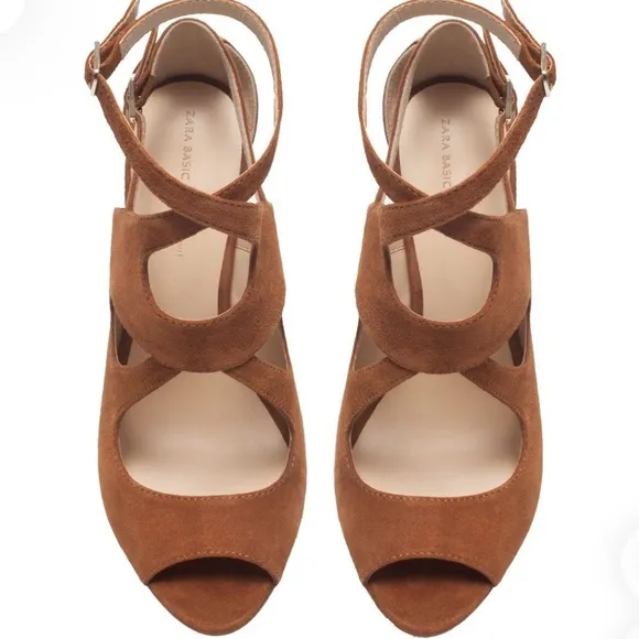 Zara Brown Suede Strappy Sandals NWT Sz EU41 US 10