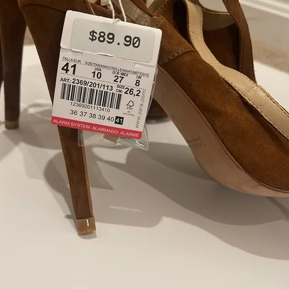 Zara Brown Suede Strappy Sandals NWT Sz EU41 US 10