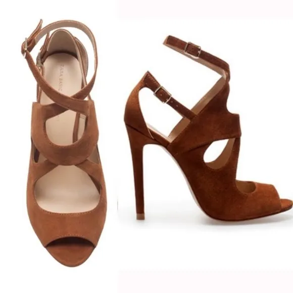Zara Brown Suede Strappy Sandals NWT Sz EU41 US 10
