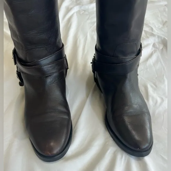 Zara Classic Buckle and Chain Riding Boots