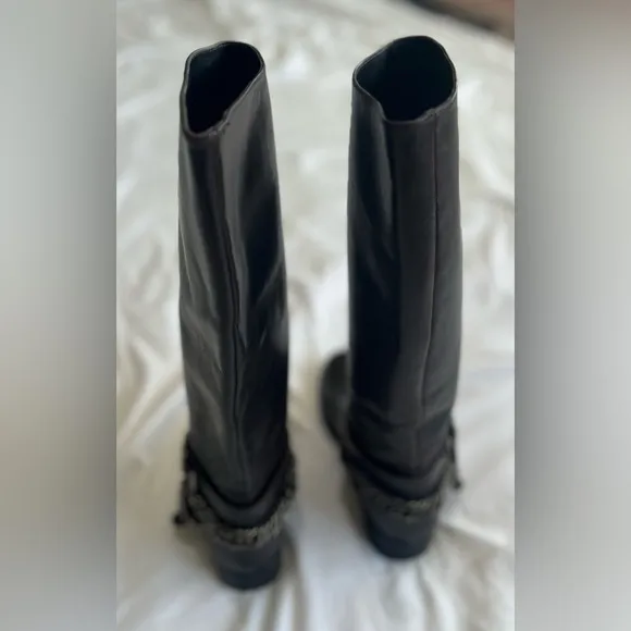 Zara Classic Buckle and Chain Riding Boots