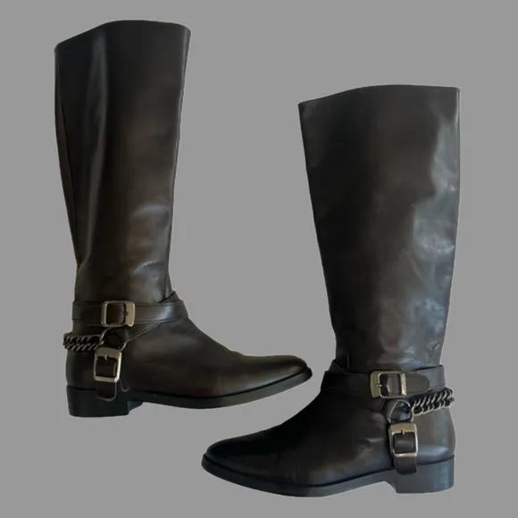 Zara Classic Buckle and Chain Riding Boots