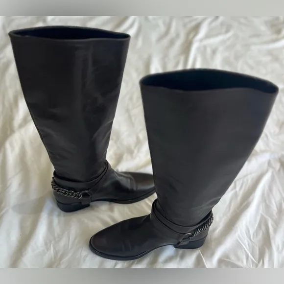 Zara Classic Buckle and Chain Riding Boots