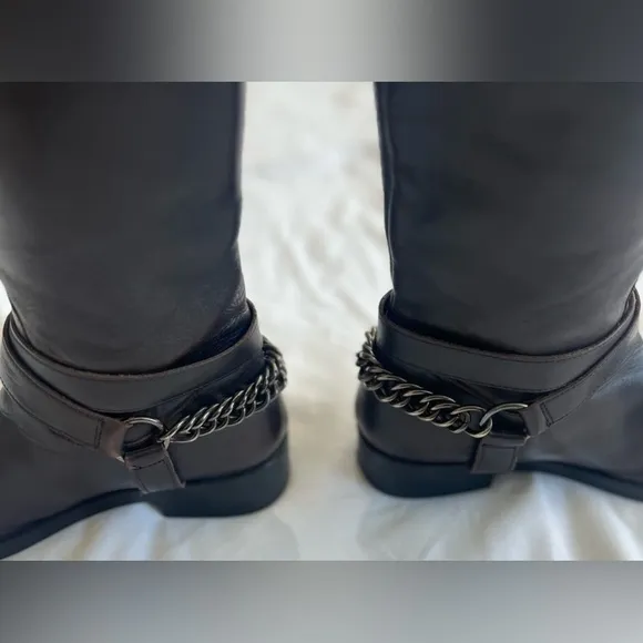 Zara Classic Buckle and Chain Riding Boots