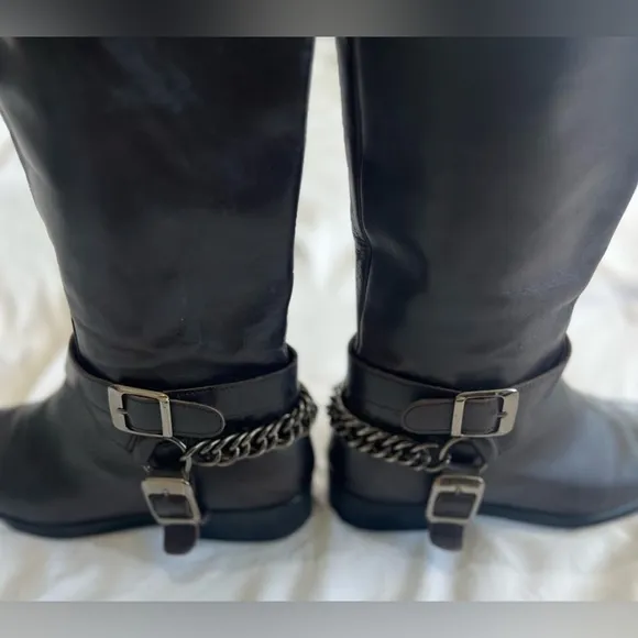 Zara Classic Buckle and Chain Riding Boots