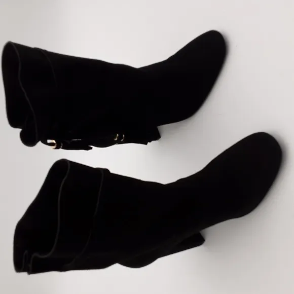 ZARA Elegant Black Women's Boots suede Western Festival Rodeo Y2k Casual Pull On