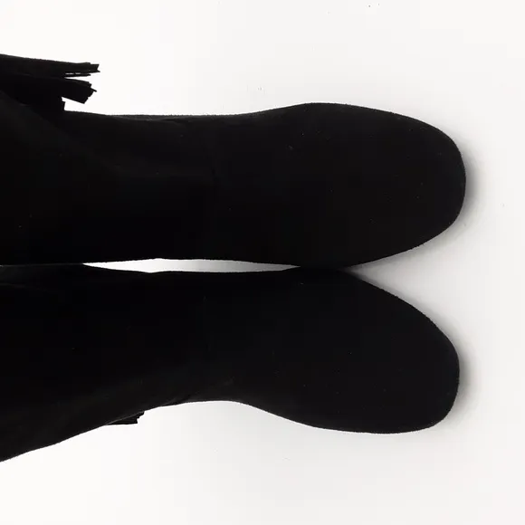 ZARA Elegant Black Women's Boots suede Western Festival Rodeo Y2k Casual Pull On