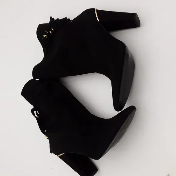 ZARA Elegant Black Women's Boots suede Western Festival Rodeo Y2k Casual Pull On